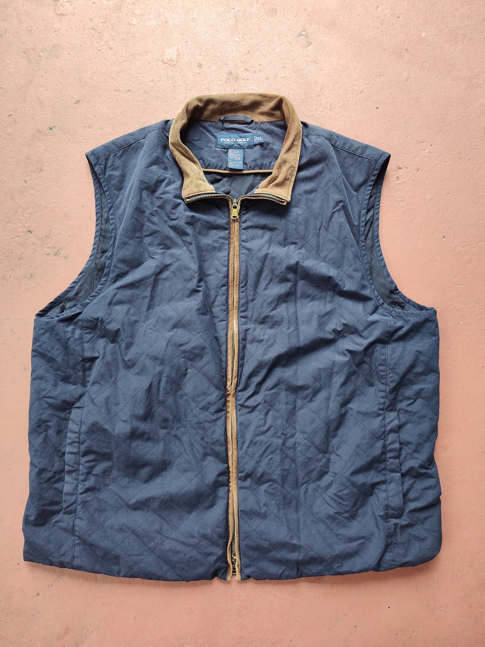 VINTAGE Polo Ralph Lauren Golf Vest Men's XL Navy Blue Quilted Full Zip Jacket